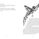 Seite 14: Dialog zwischen zwei Personen über Kommunikation und Duschen. Seite 15: Text über Zoe, die auf einem Ast sitzt. Links ein Vogel als Illustration.