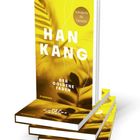Text: Han Kang, Der goldene Faden, Nobelpreis für Literatur, Claassen. Ansicht mehrerer Bücher mit gelbem Cover und stilisierten Pflanzen.