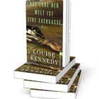 Text: „DAS ENDE DER WELT IST EINE SACKGASSE“ von Louise Kennedy. Illustration eines Hundes, der einen Hasen jagt.