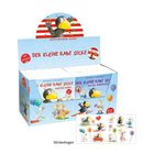 "Der kleine Rabe Socke", bunte Bücher in einer Schachtel, Cartoon-Rabe, Stickerbogen mit Ballonmotiven.