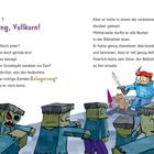Kapitel 1: Achtung, Vollkorn! Stefan kämpft gegen Zombies, liest verbotene Bücher. Zeichnung: Junge mit Schwert, Fackel.