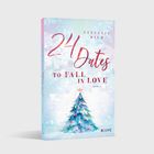 "24 Dates to Fall in Love" von Stefanie Diem. Bunter Hintergrund mit Weihnachtsbaum und Schneeflocken.