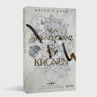 "Von Sternenglanz & Kronen" von Melanie Lane, verziert mit filigranen Kronenmotiven. Darunter "Ein Thron aus Licht und Schatten".