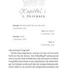 Kapitel 1, 5. Dezember. Gespräch: George fragt Eva; Erster! Illustration einer Kuppel oben. Text über Nervosität und Oxford.