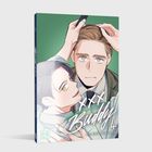 "XXX Buddy 4" Illustration von daki, Geschichte von Lash; zwei Männer, einer kämmt Haare des anderen, grüner Hintergrund.