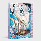 "School of Beastly Island: Gejagt" in großen Buchstaben. Ein Manga-Cover mit Kindern in einem Segelboot bei Sturm.