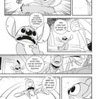 Eine Illustration mit Figuren. Texte: "Zack", "Nach tausend hat Stitch nicht mehr gezählt", "Wie viele hast du schon geschafft?", "Dann wird's Zeit, uns bei schöner Musik zu entspannen.", "Tja, mich hat der halbe Sit-up ausgelaugt!", "Aber Stitch ist nicht müde."