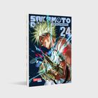 "Sakamoto Days 24" von Yuto Suzuki. Ein dynamisch gezeichneter Charakter mit grünem Haar und stachelbewehrten Handschuhen.