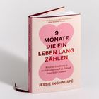 Buchtitel: "9 Monate die ein Leben lang zählen" von Jessie Inchauspé. Beige-rosa Cover mit großem rosa Herz.