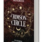 "Crimson Circle. In goldene Träume versunken." Florales, goldenes Muster auf dunklem Hintergrund.