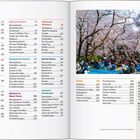 Inhaltsverzeichnis mit Kapiteln zu Tokyo, z.B. "Top-Erlebnisse", "Ginza & Nihombashi". Rechts: Foto von Hanami im Ueno-Park.