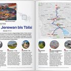 **Reiserouten: Von Jerewan bis Tbilisi**  
Strecke: 300 km, Dauer: 7 Tage, Städte und Sehenswürdigkeiten auf einer Karte mit detaillierter Route.