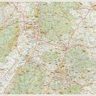 Eine Karte von Baden-Württemberg mit Städtenamen und Straßen. Links ein roter Bereich mit "MARCO POLO" und "Baden-Württemberg".