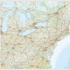 Landkarte des südöstlichen Teils der USA mit Straßennetz und Städtenamen. Links Info-Übersicht.