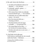 Inhaltsverzeichnis mit Themen über Sterben, wie Alterstod (Seite 17), Unfalltod (Seite 73), und Kriegstod (Seite 146).