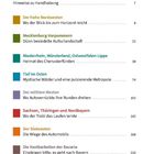 Inhaltsverzeichnis mit Titel und Seitenzahlen. Rubriken: "Nordwesten", "Mecklenburg", "Niederrhein", u.a. Jeweils kurze Beschreibungen.
