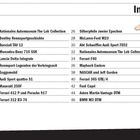 Inhalt: Eine Liste von Fahrzeugen und historischen Autorennen, darunter Ferrari, Mercedes und NASCAR. Enthält Seitenzahlen.
