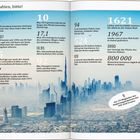 Zahlen über Dubai: Kosten, Passagiere, Einwohner, Gebäude, Geschäfte und mehr. Hintergrund zeigt eine Skyline bei Tageslicht.