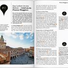 „Das Leben ist eine Bühne – rund um die Piazza Maggiore.”  
Beschreibung des kulturellen Zentrums und der historischen Gebäude in Bologna. Bild zeigt eine belebte Piazza mit alten Bauten.