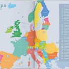 "30 Trips durch Europa" zeigt eine farbige Europakarte mit nummerierten Orten. Rechts eine Liste mit Reisezielen.