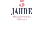 5 JAHRE. Mein Tagebuch mit 365 Fragen. Schwarzer und rosa Text auf weißem Hintergrund. Minimalistisches Design.