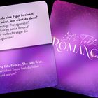 Texte: Fragen zu Buchfigur und Trope. Design: rosa-lila mit romantischem Thema.