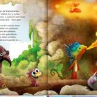 Text: "Furzipups, der Knatterdrachen, hat heut wirklich was zu lachen...". Illustration mit bunten, fröhlichen Figuren und Drachen.