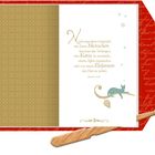 Zitat von Maxim Gorki über Gesprächseindrücke. Illustration einer Katze auf einem geschwungenen Ast.