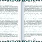 Seitenzahlen 34 und 35. Zwei Textseiten, dekorativer grüner Rahmen oben und unten, keine Bilder oder Illustrationen.