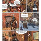 Eine Comicseite zeigt Dialoge über Kündigung und den Markt. Figuren in Westernkleidung, Pferd vorm Geschäft, und Innenaufnahme.