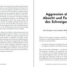 "Das Schweigen ist eine furchtbare Waffe." (Zitat von Marcel Proust). Thema: Aggression durch Schweigen. Seitenzahlen: 58, 59.