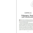 Links leere Seite, rechts Text: "KAPITEL 16 Prägungen, Muster und Glaubenssätze." Oberhalb, spiralförmiges Symbol.
