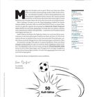 Das Bild zeigt einen Text mit dem Titel: "Außer einem Ausflug in die Popkultur haben wir noch eine Reise unternommen". Unten ein Fußball, darunter "50 Kult-Sätze".