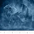 Januar-Kalender unter einem nebelhaften, majestätischen Drachen in einem sternklaren Nachthimmel.