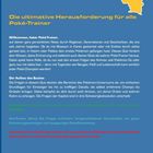 Die ultimative Herausforderung für alle Poké-Trainer. Willkommen, lieber Poké-Trainer, Der Aufbau des Buches. Käfersammler (grün), Ass-Trainer (blau), Arenaleiter (rot). Oben rechts ist ein gelbes Pikachu-Logo auf blauem Hintergrund.
