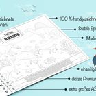 20 handgezeichnete Illustrationen, 100% handgezeichnet, ohne KI, stabile Spiralbindung, Made in Austria, extra großes A3 Format.