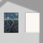 „Mein Fensterblick“ ist der Text. Links ein Gemälde mit Nachtlandschaft, rechts eine leere Fläche.