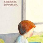 Text: "Wir waren umgezogen. Vor dem neuen Haus gab es einen Garten mit Gartenhäuschen. Bald fand ich heraus, dass darin ein Eisbär wohnte." Eine Illustration zeigt ein Kind, das aus einem Fenster blickt.