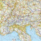 Landkarte von Süddeutschland, Schweiz und Norditalien, mit Städtenamen und Grenzen hervorgehoben.