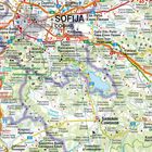 Karte von Sofia, Samokov, mit Straßen, Flüssen und Orientierungspunkten. Hauptstraßen und Orte sind markiert.