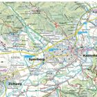Eine detaillierte Straßenkarte mit Orten wie "Spielberg", "Knittelfeld", "Zeltweg" und markanten Landmerkmalen.