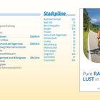 Links: Inhaltsverzeichnis mit Touren und Highlights. Rechts: EUROBIKE-Logo oben, zwei Radfahrer in bergiger Landschaft.