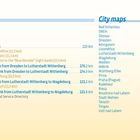 Inhaltsangabe und Stadtpläne. Themen wie Prag nach Dresden oder Lutherstadt Wittenberg zu Magdeburg. Wahrnehmbar sind Seitenzahlen.