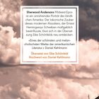 Text über Sherwood Andersons Werk und seine Bedeutung. Wolkenhimmel über Landschaft mit Baum und Haus.