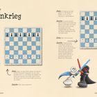 Strategie: Bauernkrieg. Dialoge zwischen Jamie und Jess über Schachstrategien. Abbildung eines Schachbretts.