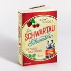 Buchtitel: "Die Schwartau Schwestern". Autor: Romy Herold. Illustrationen von Erdbeeren, zwei Frauen in alten Kleidern.