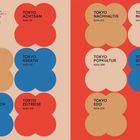 Texte in Blumenformen: "Tokyo Achtsam, Seite 36", "Tokyo Shopping, Seite 56", "Tokyo Kreativ, Seite 96", etc.