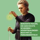 Berühmte Frauen, die Geschichte schrieben – Adventskalenderbuch mit 24 Personenrätseln. Frau mit Reagenzglas.