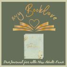 "my Booklove" oben, "Mein Buch Journal" in der Mitte, "Das Journal für alle New Adult-Fans" unten. Hintergrund in Grün- und Goldtönen.