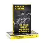 Buchtitel „Es war nicht anders möglich“ von Svenja Liesau, zeigt silberne Luftballons auf schwarzem Hintergrund.